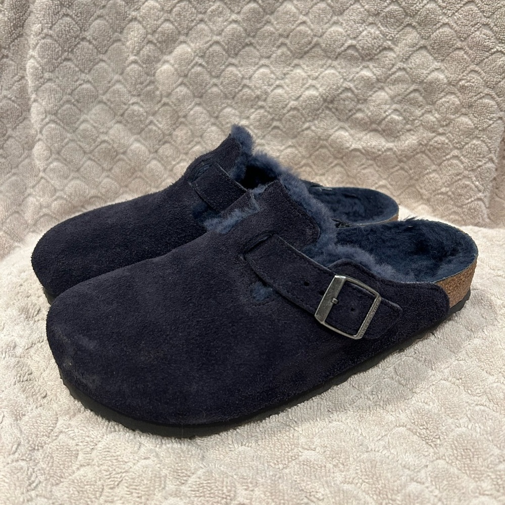 Birkenstock Navy Blue Boston Shearling